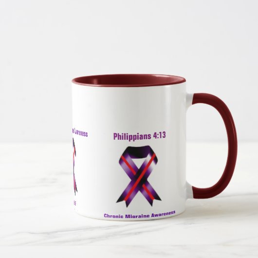 Chronische Migräne Philippinen 4:13 Krebsbewusstse Tasse (Rechts)