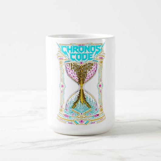 Chronos Code Stundenglas Cyberpunk Grafik Herren T Kaffeetasse (Mittel)
