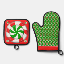 Chrstmas Candy Ofenhandschuh & Topflappen-Set