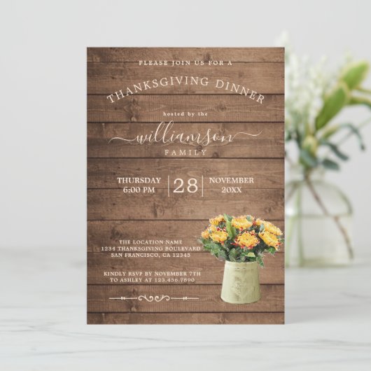 Chrysantemememi Erntedank Abendessen Einladung (Stehend Vorderseite)