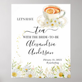 Chrysanthe Greenery Tea Brautparty Begrüßung Poster