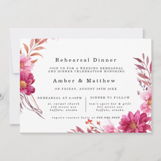 Chrysanthema Chrysanthema Probe Abendessen Einladung (Vorderseite)