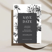 Chrysanthema Ink Art Save the Date Card