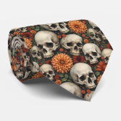 Chrysanthema und Skulls Krawatte (Gerollt)