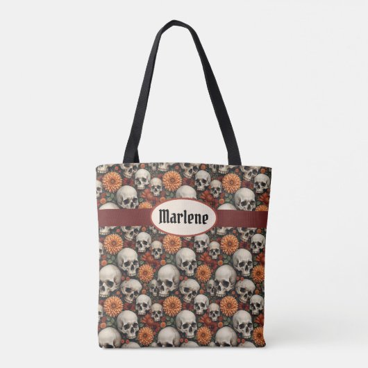 Chrysanthema und Skulls Tasche (Rückseite)