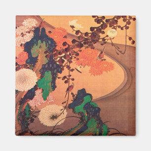 Chrysanthemas durch einen Fluss mit Felsen (1760) Magnet