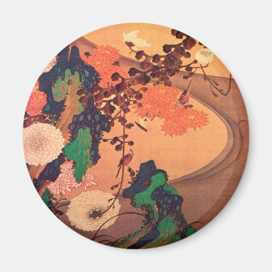 Chrysanthemas durch einen Fluss mit Felsen (1760) Magnet (Vorne)