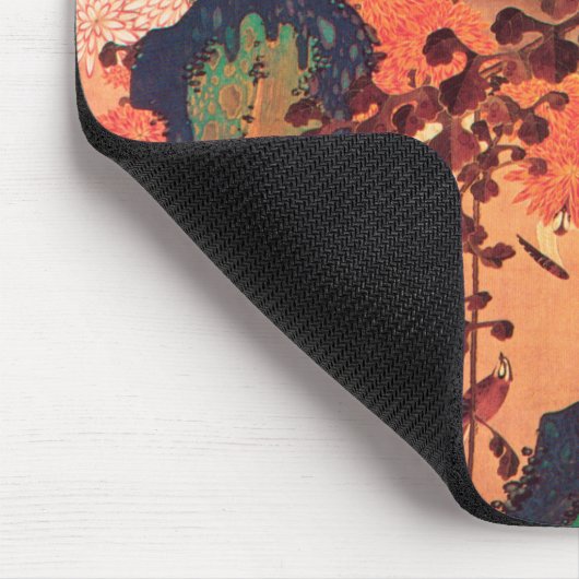 Chrysanthemas durch einen Fluss mit Felsen (1760) Mousepad (Ecke)