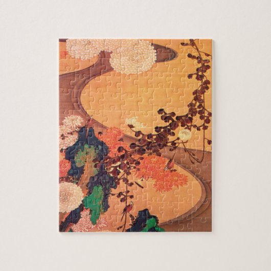 Chrysanthemas durch einen Fluss mit Felsen (1760) Puzzle (Vertikal)