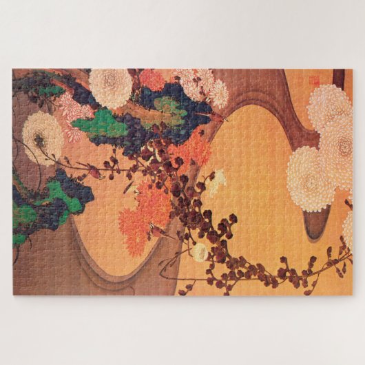 Chrysanthemas durch einen Fluss mit Felsen (1760) Puzzle (Horizontal)