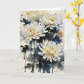 Chrysantheme - Aquarellblumen Karte (Gelbe Blume)