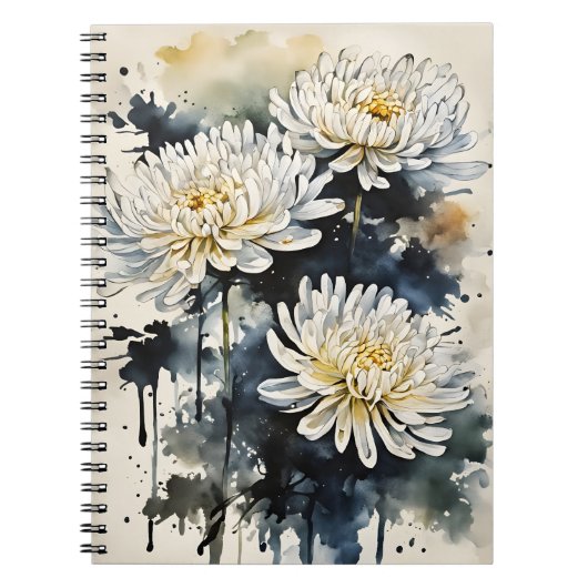 Chrysantheme - Aquarellblumen Notizblock (Vorderseite)