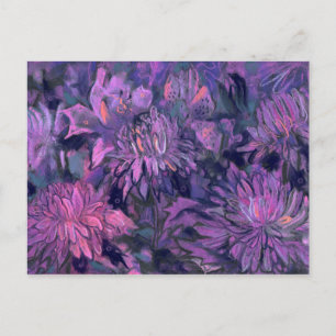 Chrysantheme Blumen Abstrakt Floral Lila Violett Postkarte