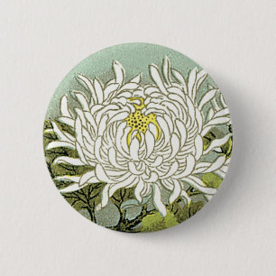 Chrysantheme-Blumen-Vintager japanischer Silk Button