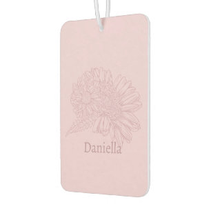 Chrysantheme Pink Linienzeichnung mit Ihrem Namen Autolufterfrischer