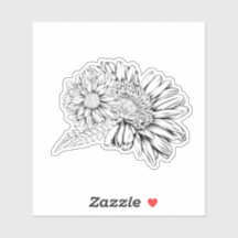 Chrysantheme Schwarzlinienzeichnung