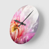 Chrysantheme und Mond Runde Wanduhr (Winkel)