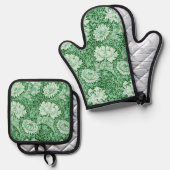 Chrysantheme, William Morris Ofenhandschuh & Topflappen-Set (Vorderseite/Rückseite)