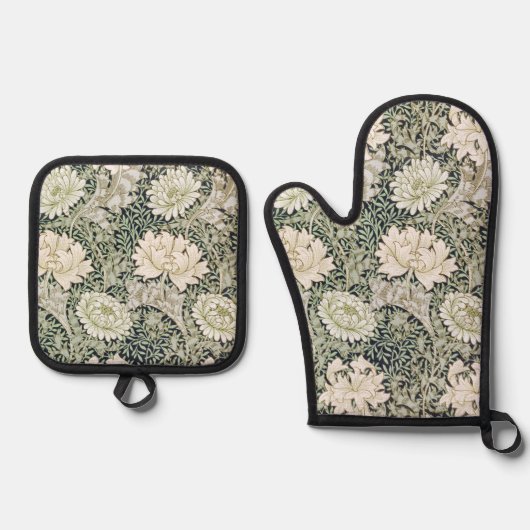 Chrysantheme, William Morris Ofenhandschuh & Topflappen-Set (Vorderseite)