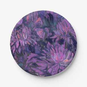 Chrysanthemen Blumen Abstrakte Florale Kunst Viole Pappteller