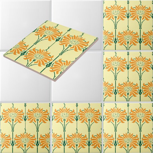 Chrysanthemen Blumen Art Nouveau Muster Fliese