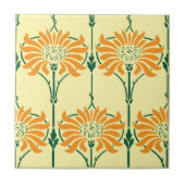 Chrysanthemen Blumen Art Nouveau Muster Fliese (Vorderseite)