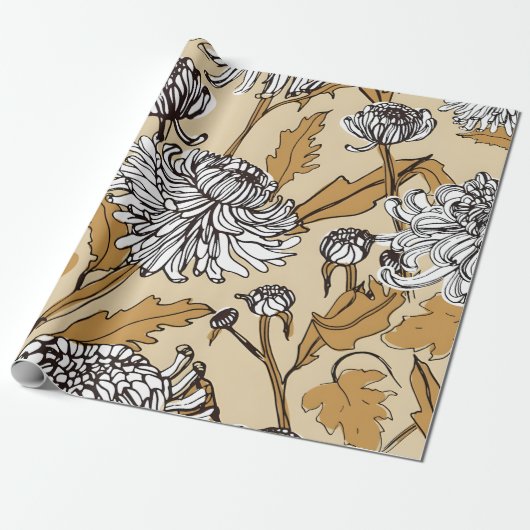Chrysanthemen-Blumen nahtloses Muster Geschenkpapier (Ungerollt)