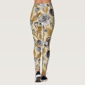 Chrysanthemen-Blumen nahtloses Muster Leggings (Rückseite)