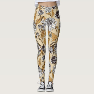 Chrysanthemen-Blumen nahtloses Muster Leggings