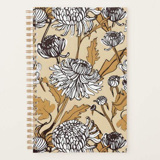 Chrysanthemen-Blumen nahtloses Muster Planer (Vorderseite)