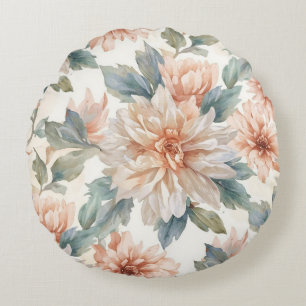 Chrysanthemen-Blumen Wasserfarbe Botanisches Muste Rundes Kissen