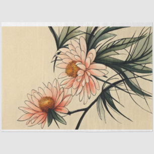 Chrysanthemen-Blüten Sumi-e japanische Tuschezeich Seidenpapier
