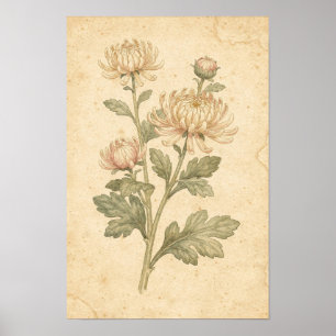 Chrysanthemen-Botanikdruck Poster