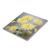 Chrysanthemen der Wasserfarbe auf hellgelber Wiese Fliese (Seite)