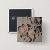 Chrysanthemen (Farbewoodblock) Button (Vorne & Hinten)