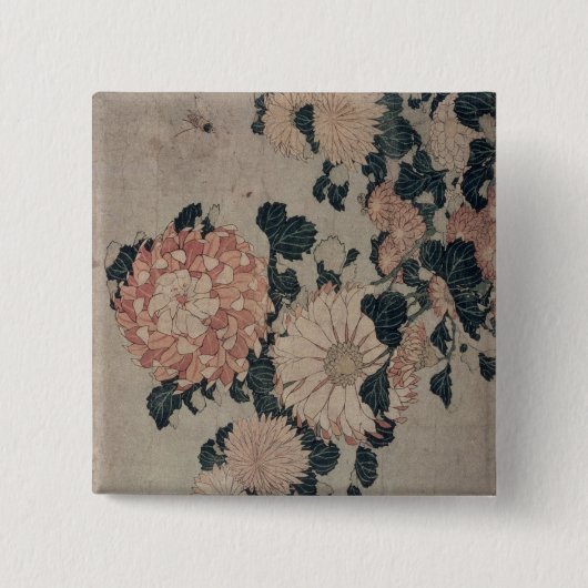 Chrysanthemen (Farbewoodblock) Button (Vorderseite)