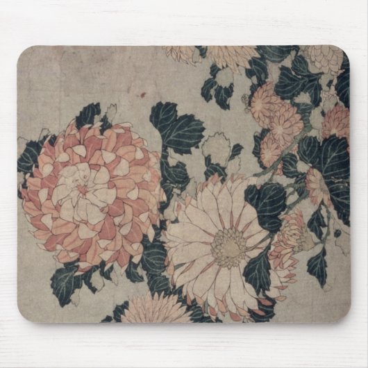 Chrysanthemen (Farbewoodblock) Mousepad (Vorne)