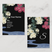 Chrysanthemen, fließendes Wasser, Schönheitssalon  Visitenkarte (Vorne/Hinten)