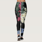 Chrysanthemen, fließendes Wasser, Zen japanischer  Leggings (Rückseite)