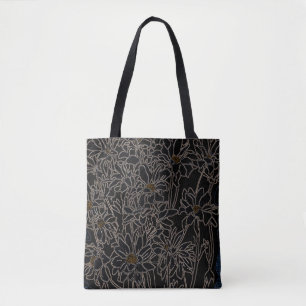 Chrysanthemen-Gartenblumen Kunst schwarz & altes M Tasche