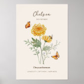 Chrysanthemen-Geburtsmonats-Blumenposter Poster (Vorne)