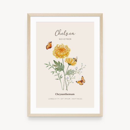 Chrysanthemen-Geburtsmonats-Blumenposter Poster