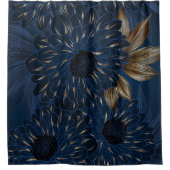 Chrysanthemen handgezeichnet, elegantes Blumenmust Duschvorhang (Vorderseite)