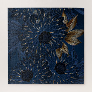 Chrysanthemen handgezeichnet, elegantes Blumenmust Puzzle