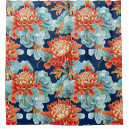 Chrysanthemen, Hintergrund der chinesischen Wolken Duschvorhang