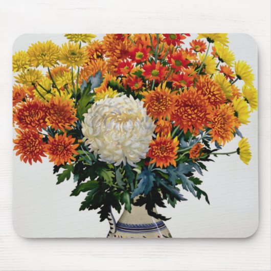Chrysanthemen in einem gemusterten Krug 2005 Mousepad (Vorne)