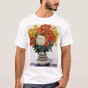 Chrysanthemen in einem gemusterten Krug 2005 T-Shirt