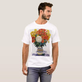 Chrysanthemen in einem gemusterten Krug 2005 T-Shirt (Vorne ganz)