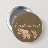 Chrysanthemen in einer Flasche Bridesmaid-Taste Button (Vorne & Hinten)