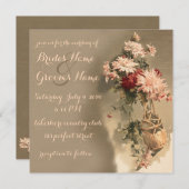 Chrysanthemen in einer Flasche Einladung zur Hochz (Vorne/Hinten)